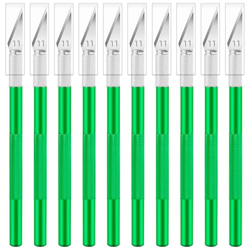 Exacto Knife, 10 Pack Exacto Knife Set, Craft Knives with Sharp Blades, Precision Knife for Paper, Vinyl, Cardstock, Stencil, Scrapbooking, Model Making, Creative DIY Art Projects (Green) - color: Grenn, size: 10 Pack