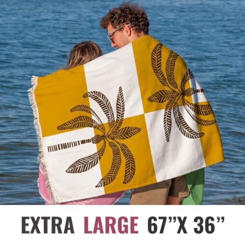 Turkish Beach Towel - 100% Organic Cotton - Soft, Quick-Dry, Sand Proof, Prewashed - Lightweight & Oversized for Beach, Pool, Yoga, Bath, Travel, Gym, Throw - (Mustard & Ivory) - color: Mustard & Ivory