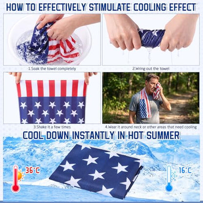 FuWeave 12 Pcs American Flag Cooling Towels Gifts 40 x 12 Inch - color: American Flag, size: 40 x 12 inches