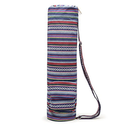 Yoga Mat Bag for Women & Men, Full-Zip Canvas Pilates Bag with Pockets - color: Multicolor
