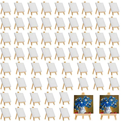 150 Pack Mini Canvas with Easel for Painting Wood,4 X 4 Inch | Stretched Canvas Panels with Wood Tabletop Easels, Art Supplies for Classroom Crafts Birthday Paint Party Favors Projects - size: 3 x 3 Inch