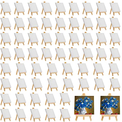 150 Pack Mini Canvas with Easel for Painting Wood,4 X 4 Inch | Stretched Canvas Panels with Wood Tabletop Easels, Art Supplies for Classroom Crafts Birthday Paint Party Favors Projects - size: 3 x 3 Inch