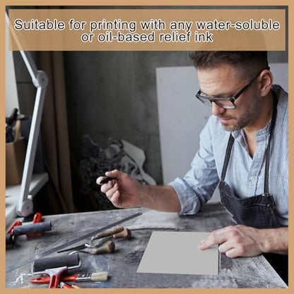 Yeaqee 4 Pcs 6 x 6 Inch Linoleum Blocks for Printmaking, Gray - color: Gray, size: 6 x 6 Inch