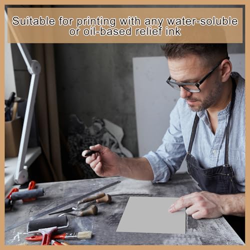 Yeaqee 2 Pcs 6 x 6 Inch Linoleum Blocks for Printmaking, Gray - color: Gray, size: 6 x 6 Inch