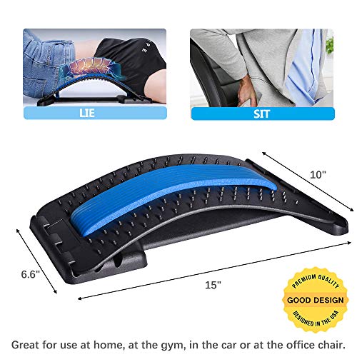 JUMPOW Back Stretcher for Lower Back Pain Relief,3 Level Lumbar Board - color: Black, Blue-3 Level