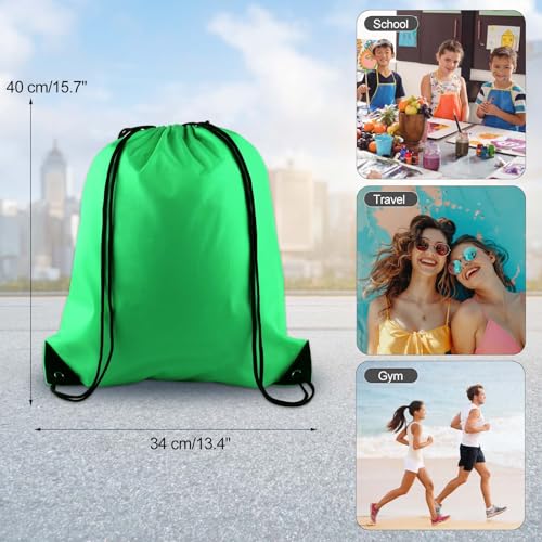 KUUQA 12 Pcs Drawstring Backpack Bags, Dark Green - color: Dark Green