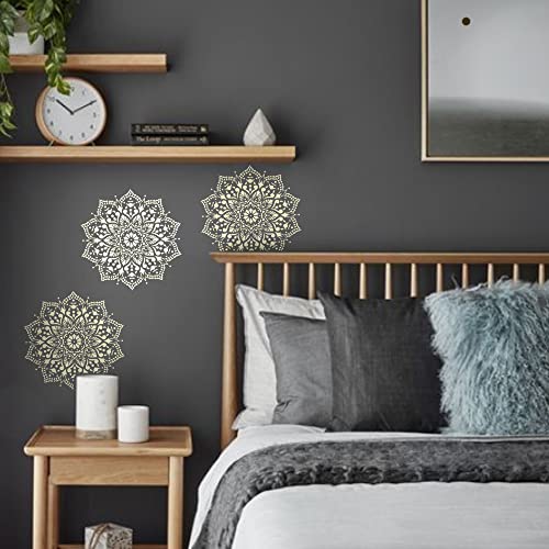 11 Pc Large Mandala Stencils for Painting - Stencils for Crafts Reusable for Floors, Tile & Wood - Rangoli Stencil -Wall Stencils for Painting Large Pattern - Paint Stencil Template 12 inch & 6 inch