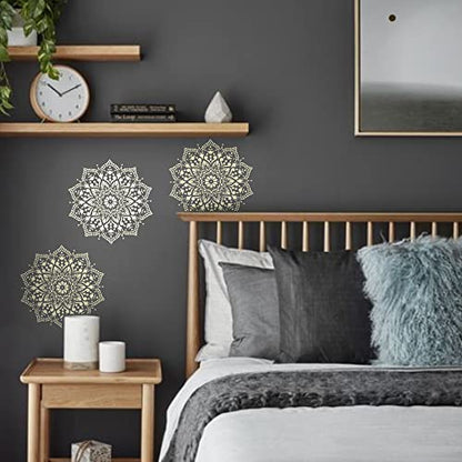11 Pc Large Mandala Stencils for Painting - Stencils for Crafts Reusable for Floors, Tile & Wood - Rangoli Stencil -Wall Stencils for Painting Large Pattern - Paint Stencil Template 12 inch & 6 inch