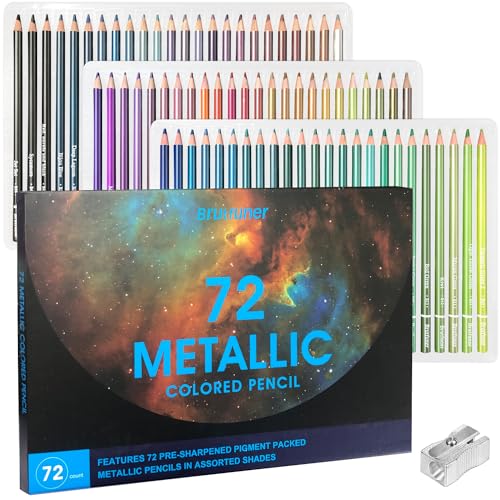 LBW 72 Metallic Colored Pencils for Adult Coloring, Soft Core Coloring Pencils with Vibrant Color, Ideal for Artists Drawing Blending Sketching - style: 72 Metallic Colored Pencils