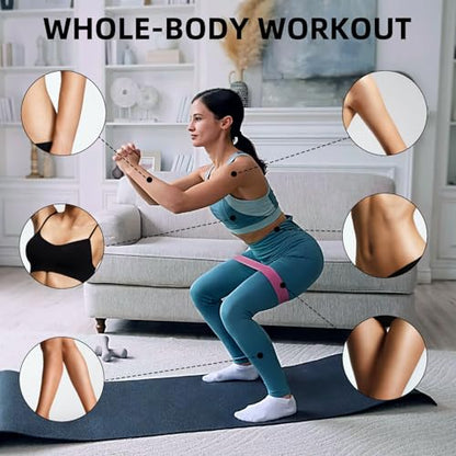 Resistance Loop Exercise Bands for Home Fitness, Yoga Pilates, Stretching, Strength Training, and Physical Therapy - Elastic Bands Set Workout Bands for Women&Men (5pcs Set) - color: Pink