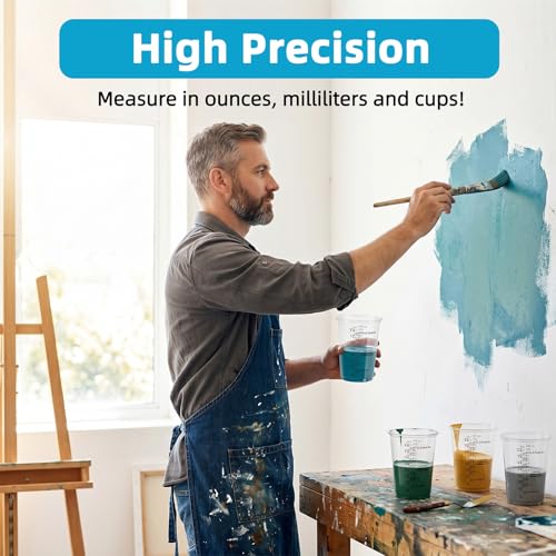 150 Pieces Plastic Measuring Cups 8oz, Disposable Epoxy Resin Mixing Cups with Measurements, Clear Liquid Measuring Cups for Resin, Paint, Mixing and Crafts