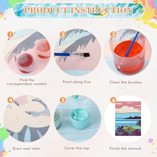 Humyoun 12 Pack 9 x 12 Inch Paint by Numbers Kit for Adults Beginners DIY Acrylic Oil Painting Paint by Number Kits Drawing Paintwork on Canvas Without Frame for Home Decor(Hawaiian Style) - style: Hawaiian Style