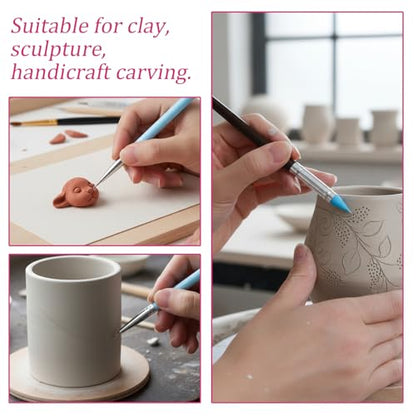 15 Pcs Silicone Clay Sculpting Tools, Double-Ended Dotting Tool, Pottery Tool, Clays Tools Kit with for Clay Sculpting, Painting, Modeling