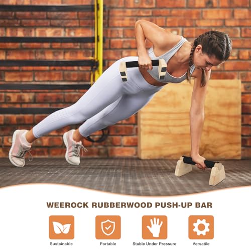 Wooden Parallettes 2 PCS Wood Push-up Stand for Exercise Home Workout Equipment Strength Training Non-Slip Base for Handstand Blocks, Pushup Handles & Planks