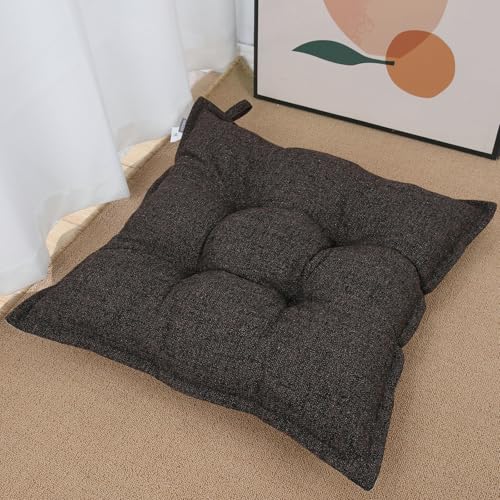 SINSOSSO Large Floor Pillow 22", Thickened Bite-Size Memory Foam Square Non-Slip Cushion for Office Back Support/Indoor Yoga/Chair Seat, Fashionable Color-Blocked Fabric & Washable, Dark Brown, 1 PCS - color: Dark Brown