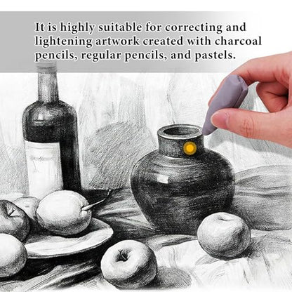 Smilo Kneaded Erasers for Artists, Gray Moldable Putty, 8-Pack | Reusable, Dust-Free and No Smudge, Art Erasers with Storage Case for Charcoal, Graphite, Pencil and Pastel Drawing - color: Gray