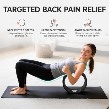 GymCope Back Roller Wheel, Spine-Safe Groove for Deep Stretch, 530 lbs - color: Black, size: 4"+6"+10"+13"