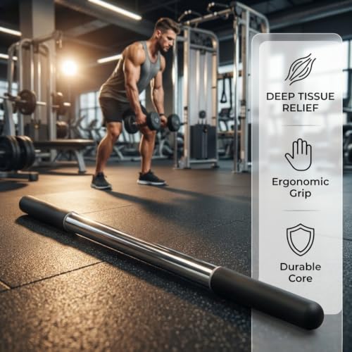 17.5”Muscle Roller Massage Roller Stick for Myofascial Release - color: Black
