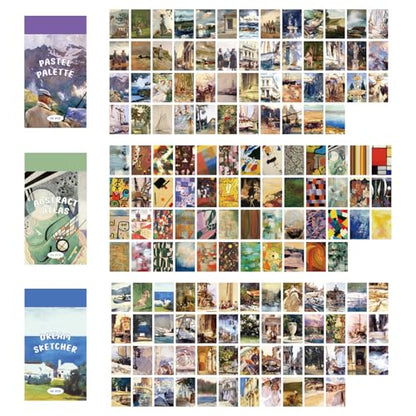 9 Sets 450 Sheets Washi Stickers for Journaling, Art Painting Drawing Themed Stickers Vintage Aesthetic Scrapbook Sticker Set for Bullet Journal Art Diary Card Craft Gifts Planner Notebook - style: Aesthetic Style 3