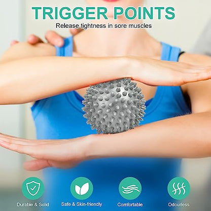 URAQT Spiky Massage Ball, 3 Pack Hard Spiky Massage Ball Roller Set, Professional Physical Therapy Massage Balls for Myofascial Release, Trigger Point Deep Tissue Massage, Plantar Fasciitis Recovery - color: 3pcs-b