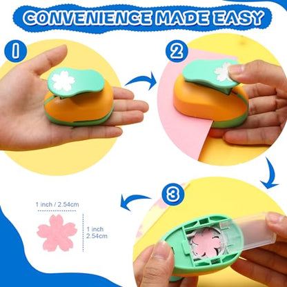 Harloon 10 Pcs Craft Hole Punch Shapes 1 Inch Paper Punch Hole Mix Shapes Cutters for Paper Crafting Scrapbooking Office Supplies(Cute) - style: Cute
