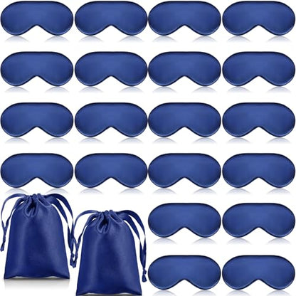 20 Pieces Silk Sleep Mask Eye Mask with Adjustable Strap, Royal Blue - color: Royal Blue