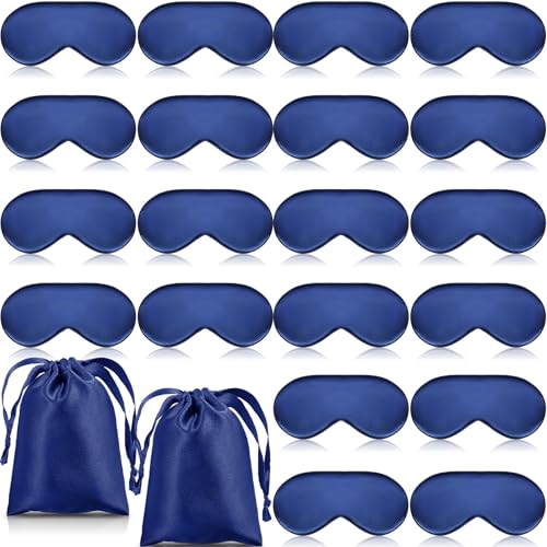 20 Pieces Silk Sleep Mask Eye Mask with Adjustable Strap, Royal Blue - color: Royal Blue