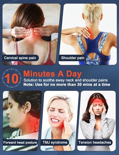 Upalled Wireless Heated Neck Stretcher for Pain Relief, Portable Cordless Neck Shoulder Cervical Traction Device with Graphene Heating Pad No Smell Magnetic Therapy Case Relaxer for Spine Alignme