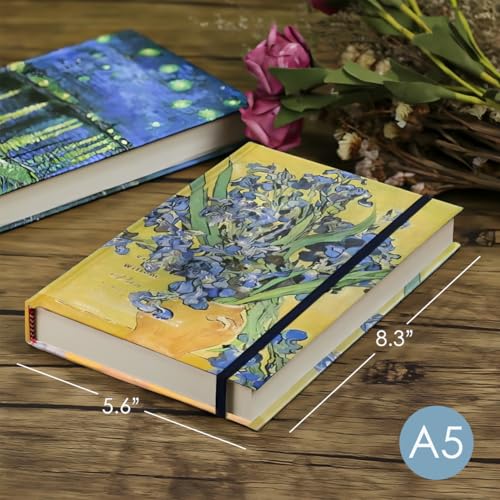 Blank Journal Notebook, Art Journal, Sketch book, 130gsm, Thick Paper Sketchbook, A5, Hardcover Drawing Notebook, Blank Page, Lay Flat, Unlined, Van Gogh Irises, Sketch Books for Adults - color: A5-Irises