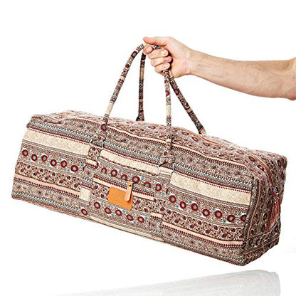#DoYourYoga Full-Zip Extra Large Yoga Mat Tote Bag with Multi-Functional Storage Pockets for Sports Gym Pilates »Ghanpati« - color: BrownStyle