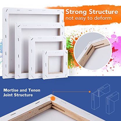 Stretched Canvases for Painting, 8PCS Multi Pack Square Canvas 4×4”, 6×6”, 8×8”, 10×10”(2 of Each), Acid-Free Wood Frame Blank Canvas, Art Canvas Pre Primed for Acrylic, Oil Painting, Tempera. - size: 8 Packs - 4 Sizes (2 of Each)