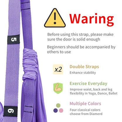 Leg Stretcher Strap, Adjustable Door Flexibility Trainer - color: Purple