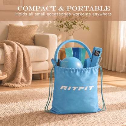 RitFit Pilates Ring 14 Inch Magic Fitness Circle for Inner Thigh Toning | Bonus Workout Guide & Storage Bag Included, Lightweight & Portable, Pilates Yoga Full Body Toning - style: Blue Kit