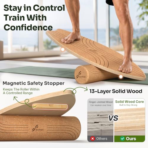 Sportneer Cork Surf Balance Board for Adults, 8-in-1 Balance Trainer