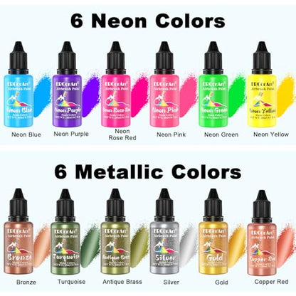 Airbrush Paint Set - 30 Colors Ready to Spray Airbrush Kit with 2 Cleaning Brush, Water Based Acrylic Air Brush Paint for Metal, Plastic Models, Artists - 0.7fl oz - size: 21 Fl Oz (Pack of 1)