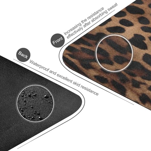 Leopard Print Yoga Mat Non Slip Natural Rubber Fitness Exercise Mat for Home Workout Gym Stretching Pilates Mats with Carrying Bag 71" x 26"