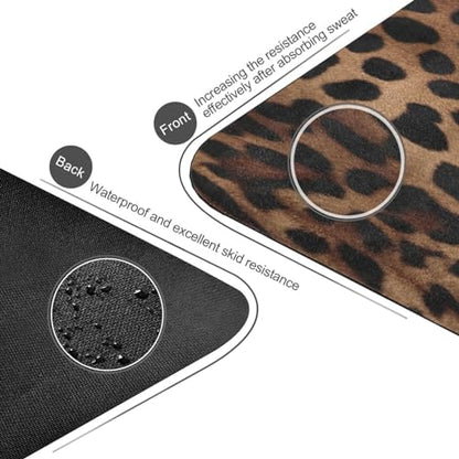 Leopard Print Yoga Mat Non Slip Natural Rubber Fitness Exercise Mat for Home Workout Gym Stretching Pilates Mats with Carrying Bag 71" x 26"
