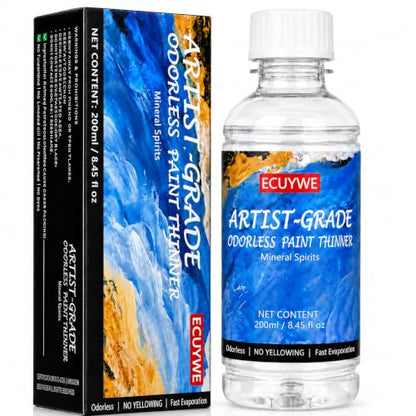 Odorless Mineral Spirits 8.45 Fl Oz, High Purity, Low Odor Solvent for Thinning Oil-Based Paints Cleaning Brushes Tools Oil Paint Thinner Degreasing DIY Crafts Art Projects and Home Maintenance