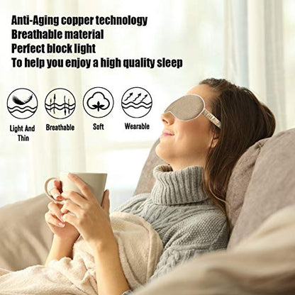 Anti Aging Sleep Mask with Copper Ion Technology, Eye Mask for Women & Men with Elastic Band, Soft Copper Eye Mask Like Silk, Anti-Wrinkl, Reduce Eye Puffiness, Rejuvenates Skin