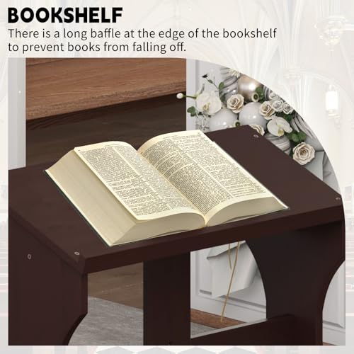 Prayer Kneeler, Wooden Prayer Kneeler Bench with Shelf and Cushion | Kneeler for Home and Church, Padded Prayer Bench with Slanted Shelf for Bible, Prayer Table at Home