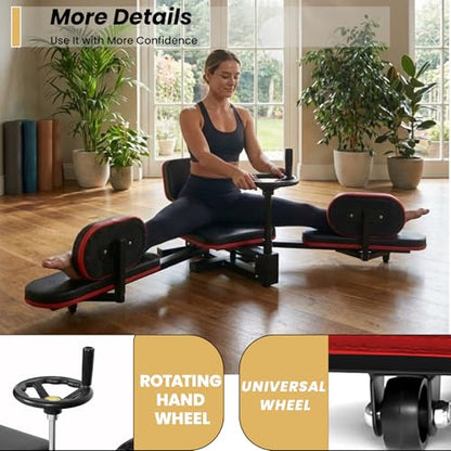 Leg Stretch Machine for Splits, 440LBS Heavy Duty Steel Frame Leg Stretcher, Split Machine Training Fitness for Home Gym, 240° Leg Stretching Equipment for Adults Teens Ballet Dance Gymnastics（Black） - color: Red