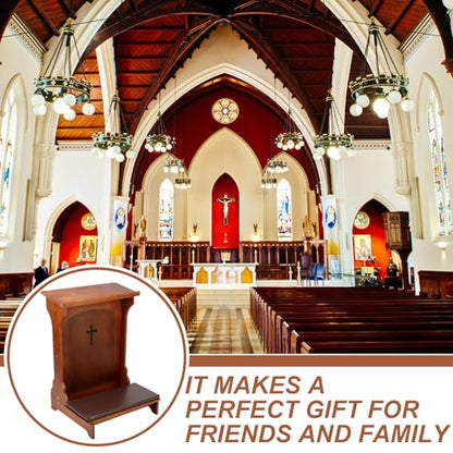 DoubleFill Solid Wood Prayer Bench Stool with Shelf and Cushion Church Prayer Bench Table Chair Padded Kneeler for Kneeling at Home, Religious Gifts, 23 x 20 x 32 Inches(Classic Style) - color: Colorful, style: Classic Style