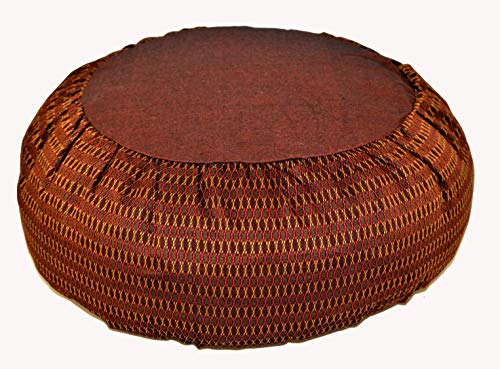 Meditation Cushion Zafu Pillow Buckwheat Fill - Global Weave Fabric Crisscross Copper - color: Crisscross Copper