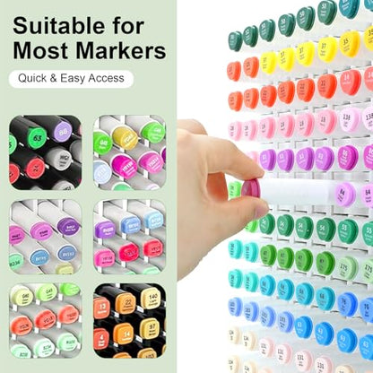 Marker Organizer, 210-Slot Marker Holder with Adjustable Dividers | Holds 210 Markers • Adjustable Dividers • Space-Saving Design • Easy Assembly • Fits Most Marker Brands - size: 210 Holes