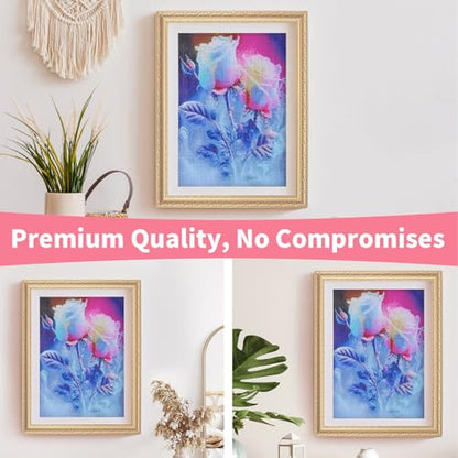 12"x16" Large Diamond Art Kit for Adults: Elegant Rose Flower Round Drill Painting - 5D Full Drill Diamond Art Flowers Beginner DIY Craft with Extra 30% Diamonds (Red and Blue Roses) - color: Dreamy Blue Rose