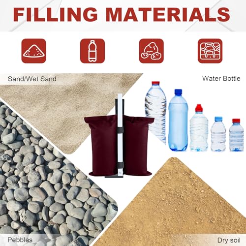 ABCCANOPY Canopy Weights 120 LBS Tent Sand Bags,4-Pack Burgundy(No Sand) - color: Burgundy, size: 120 LBS
