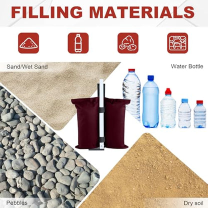 ABCCANOPY Canopy Weights 120 LBS Tent Sand Bags,4-Pack Burgundy(No Sand) - color: Burgundy, size: 120 LBS
