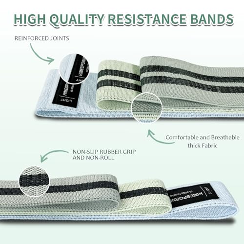 HIMESPORNER 9 PCS Fabric Resistance Bands Set for Working Out - color: Blue and Green