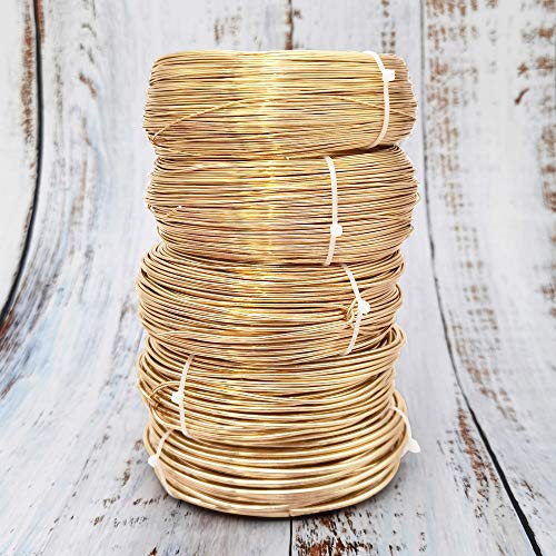 INSPIRELLE 18 Gauge KC Gold Aluminum Craft Wire Bendable Metal Wire | 377 Feet for Jewelry Craft Making - color: KC Gold, size: 18 Guage (1.0mm)