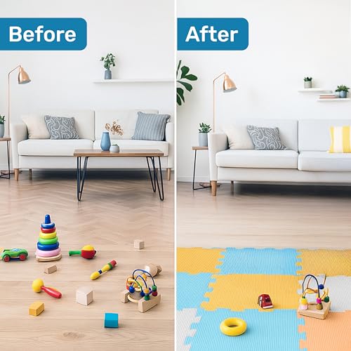 Enovoe Baby Play Mat for Floor - Non-Toxic, Interlocking EVA Foam Mats -16 Pcs - Cushioned Foam Puzzle Floor Mat for Kids & Infants - Ideal for Playrooms, Nurseries, and Home Gyms (12" x 12")